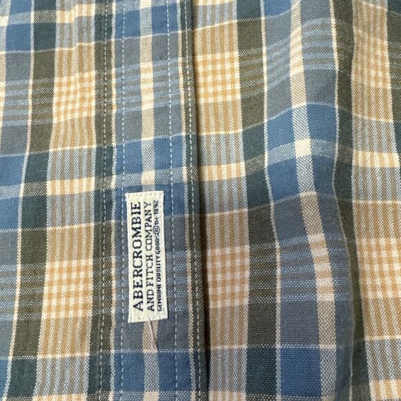 Abercrombie & Fitch Button Down Shirt Men Large Plaid Long Sleeve Roll Tab - Picture 4 of 7